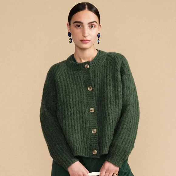 Hansel From Basel Kelly Green Chunky Cardigan - Picture 1 of 6